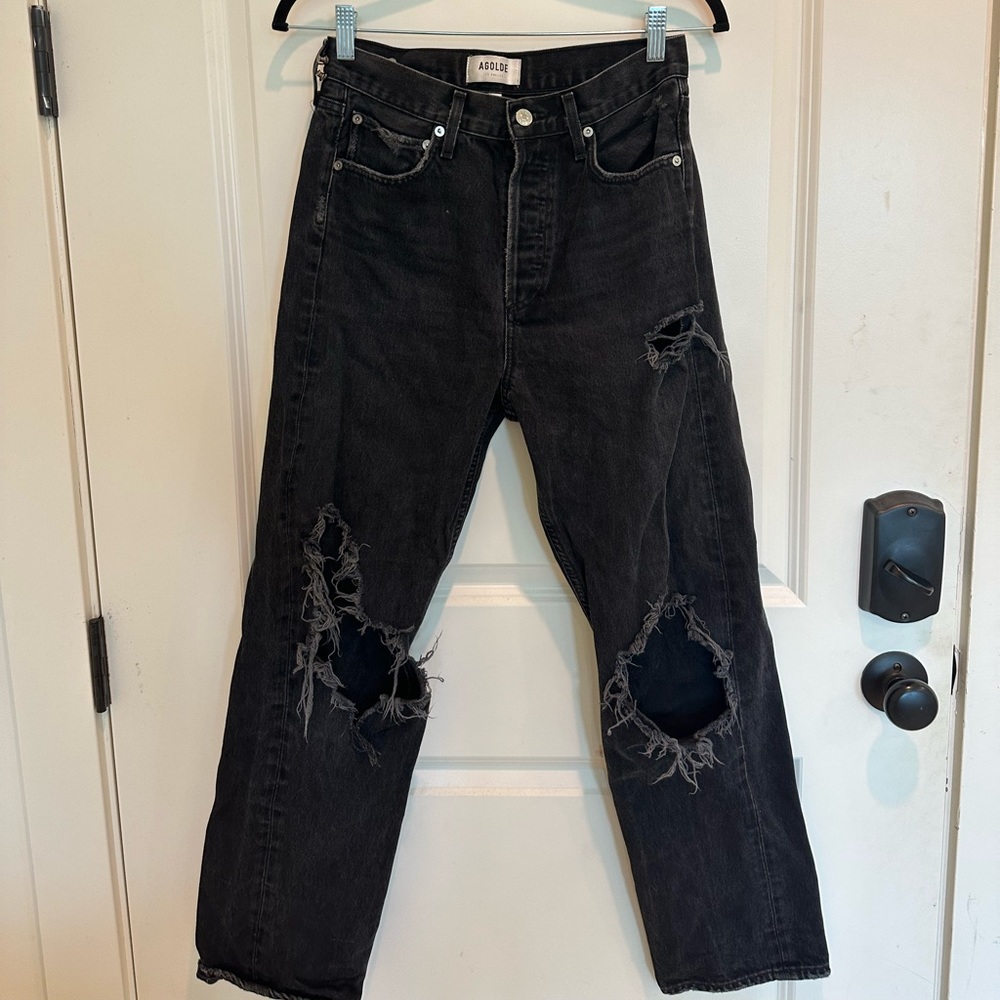 Agolde black ripped denim jeans size 25